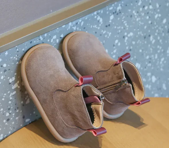 Children's Retro Solid Color British Style Cotton Boots - # BOAA71210004