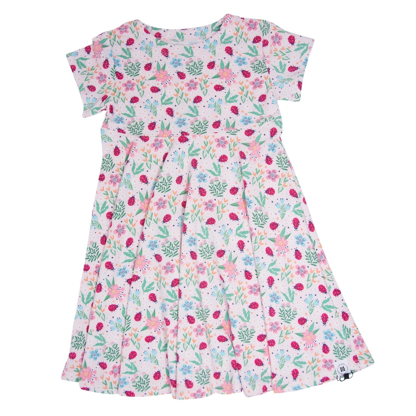 Ladybug Flower Garden Cap Sleeve Swirly Girl Dress