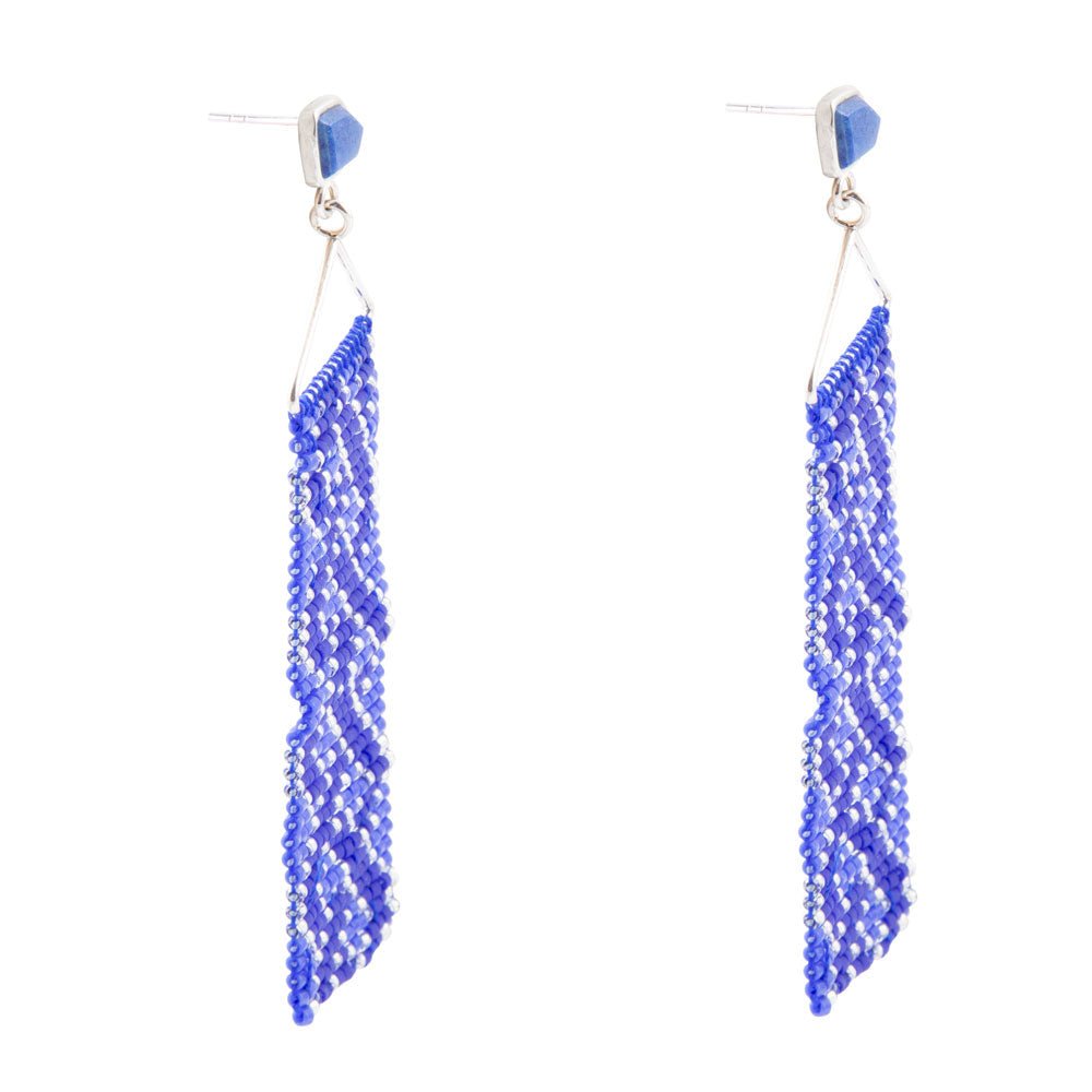 Lapis Woven Seed Bead Earrings