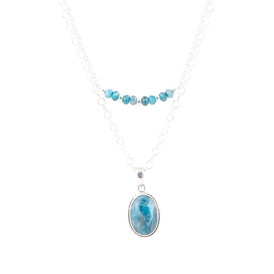 Layered Blue Apatite and Sterling Silver Necklace