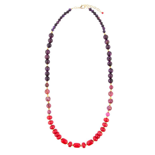 Le Rouge Red Magnesite Multi-Stone Long Necklace