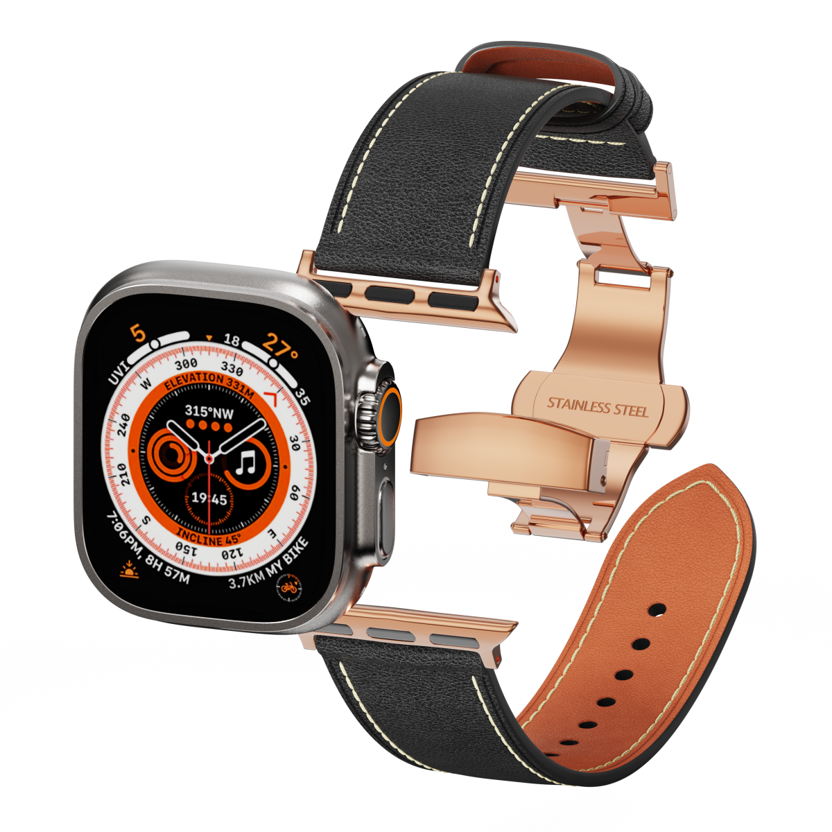 Affordable Genuine Leather Butterfly Buckle Band for Apple Watch