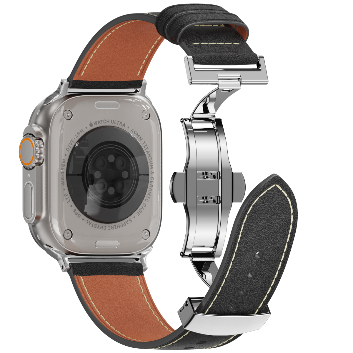 Affordable Genuine Leather Butterfly Buckle Band for Apple Watch