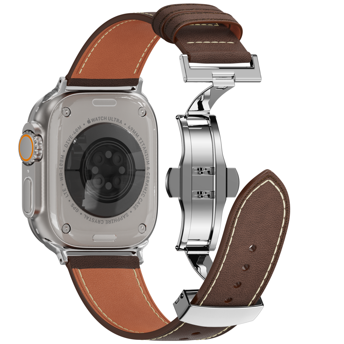 Affordable Genuine Leather Butterfly Buckle Band for Apple Watch