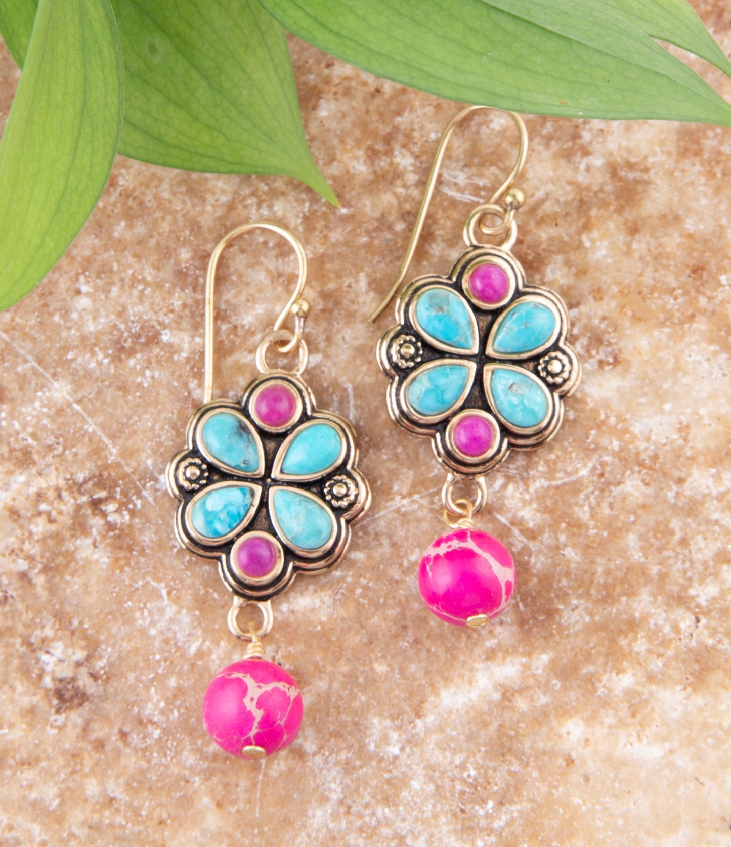 Legacy Pink Agate Golden Drop Earrings