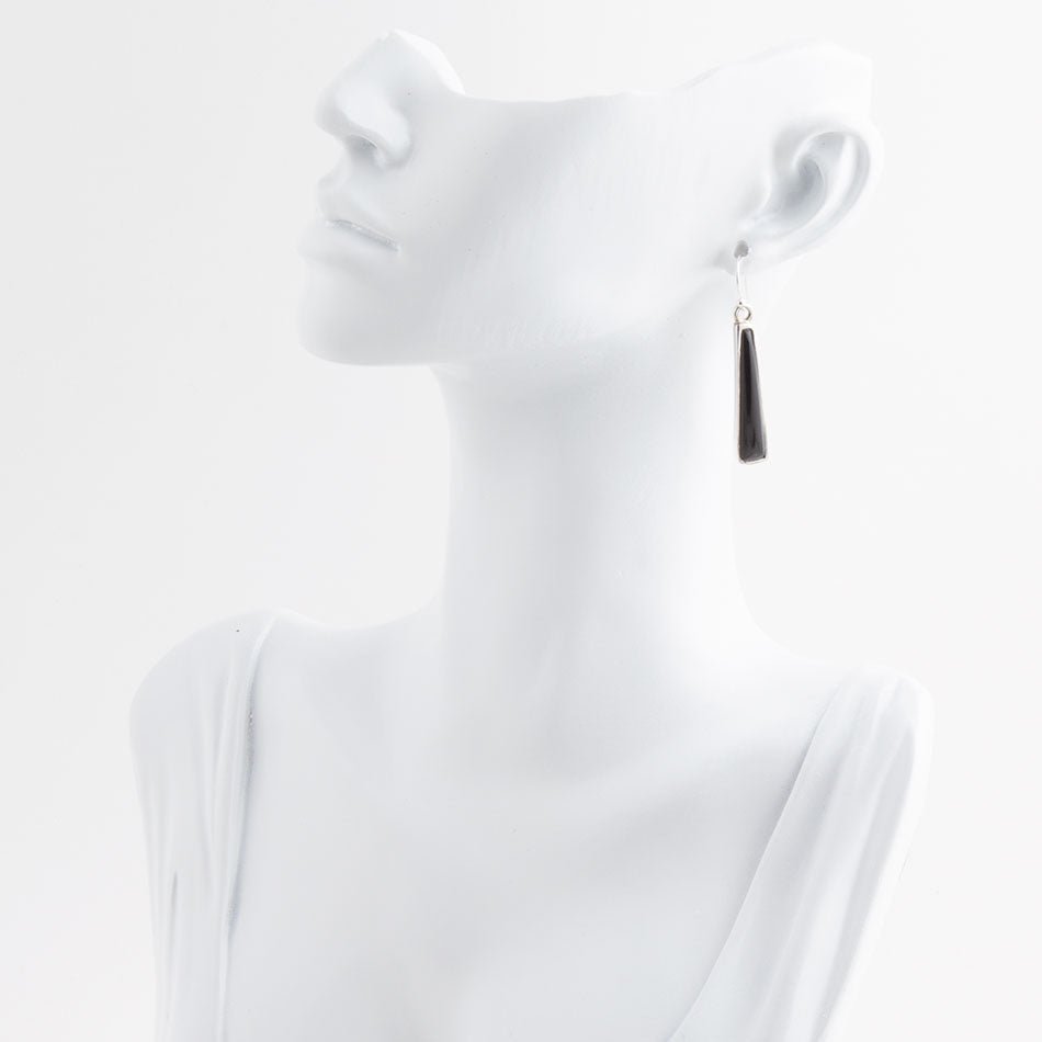 Line Black Onyx Sterling Silver Drop Earrings