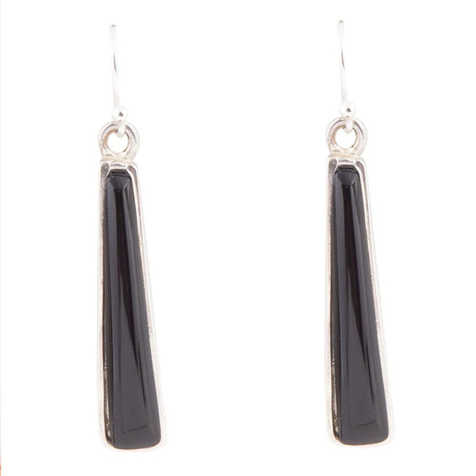Line Black Onyx Sterling Silver Drop Earrings