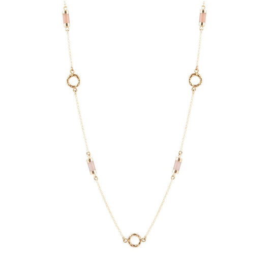 Long Delicate Orange Moonstone and Bronze Necklace