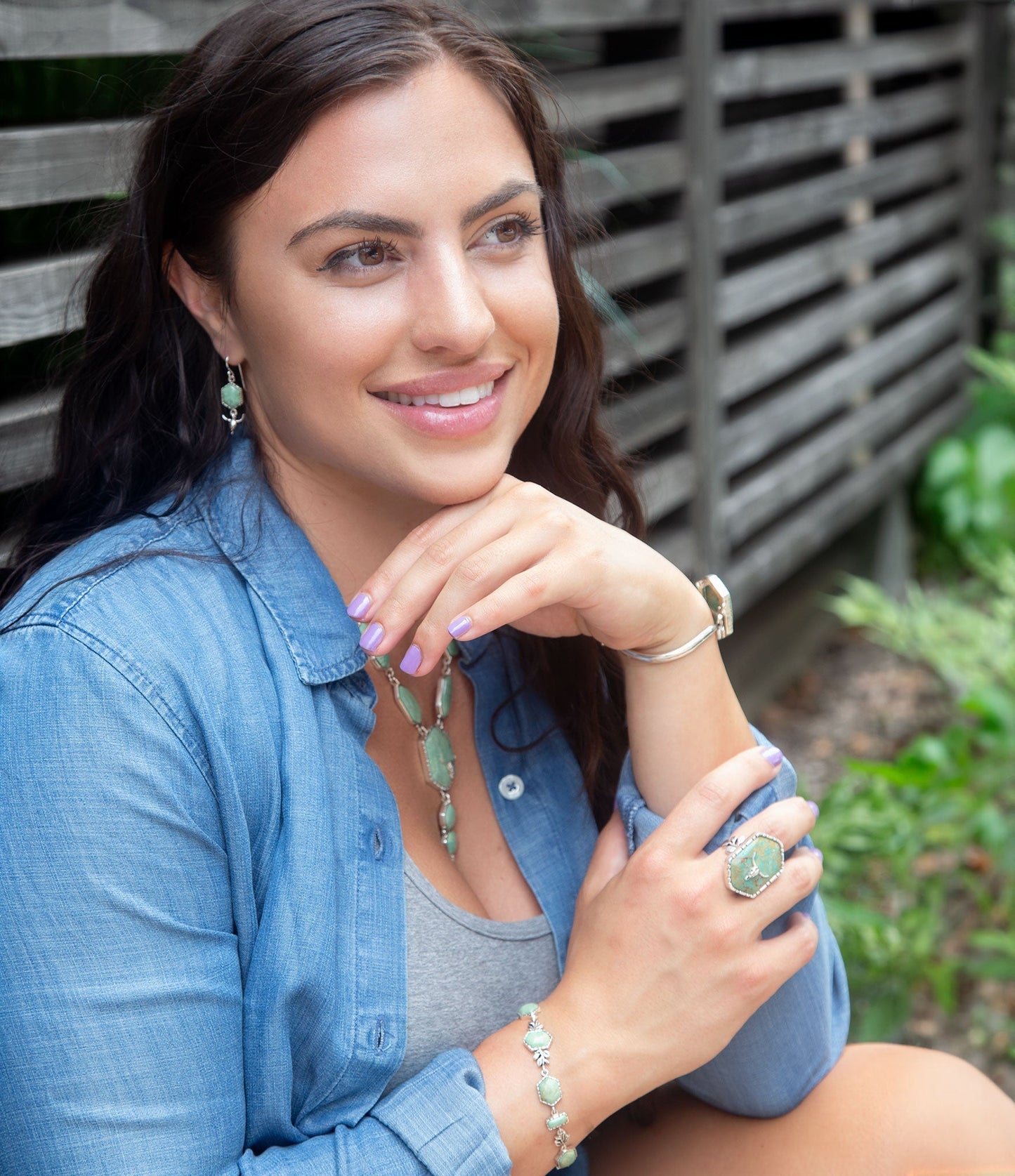 Longhorn Green Turquoise and Sterling Silver Necklace