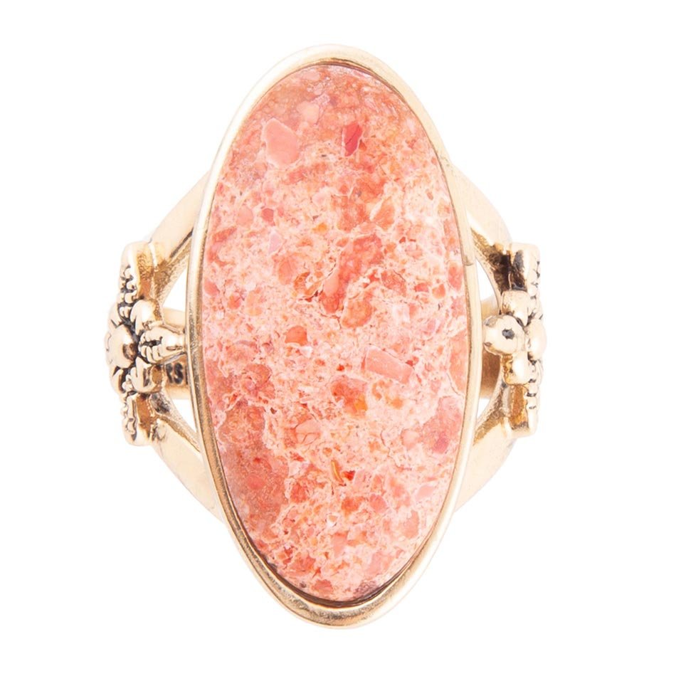 Lucent Orange Coral Golden Ring