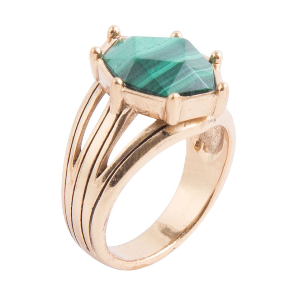 Lucky 7's Green Malachite Golden Ring