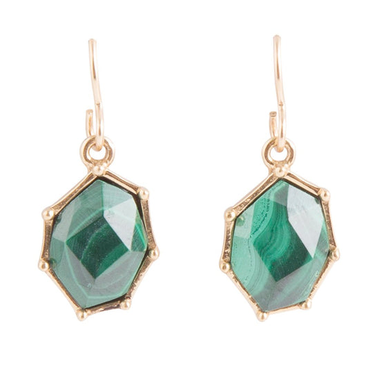 Lukcy 7's Green Malachite and Golden Earrings
