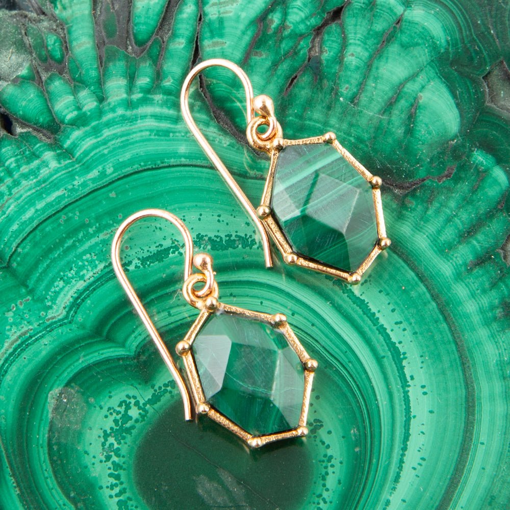 Lukcy 7's Green Malachite and Golden Earrings