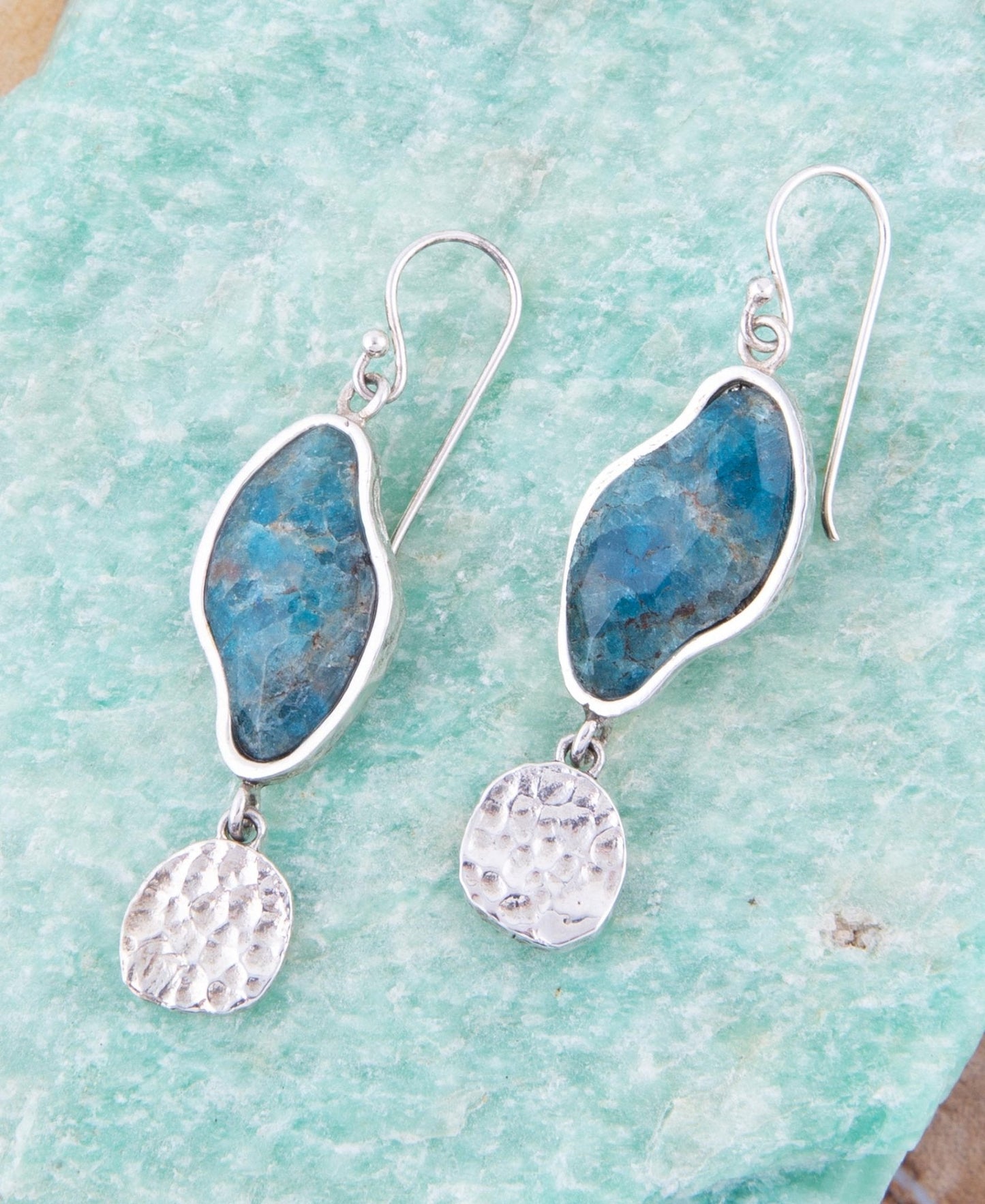 Luna Blue Apatite and Sterling Silver Drop Earrings