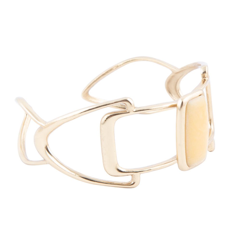 Luster Yellow Agate and Golden Cuff Bracelet