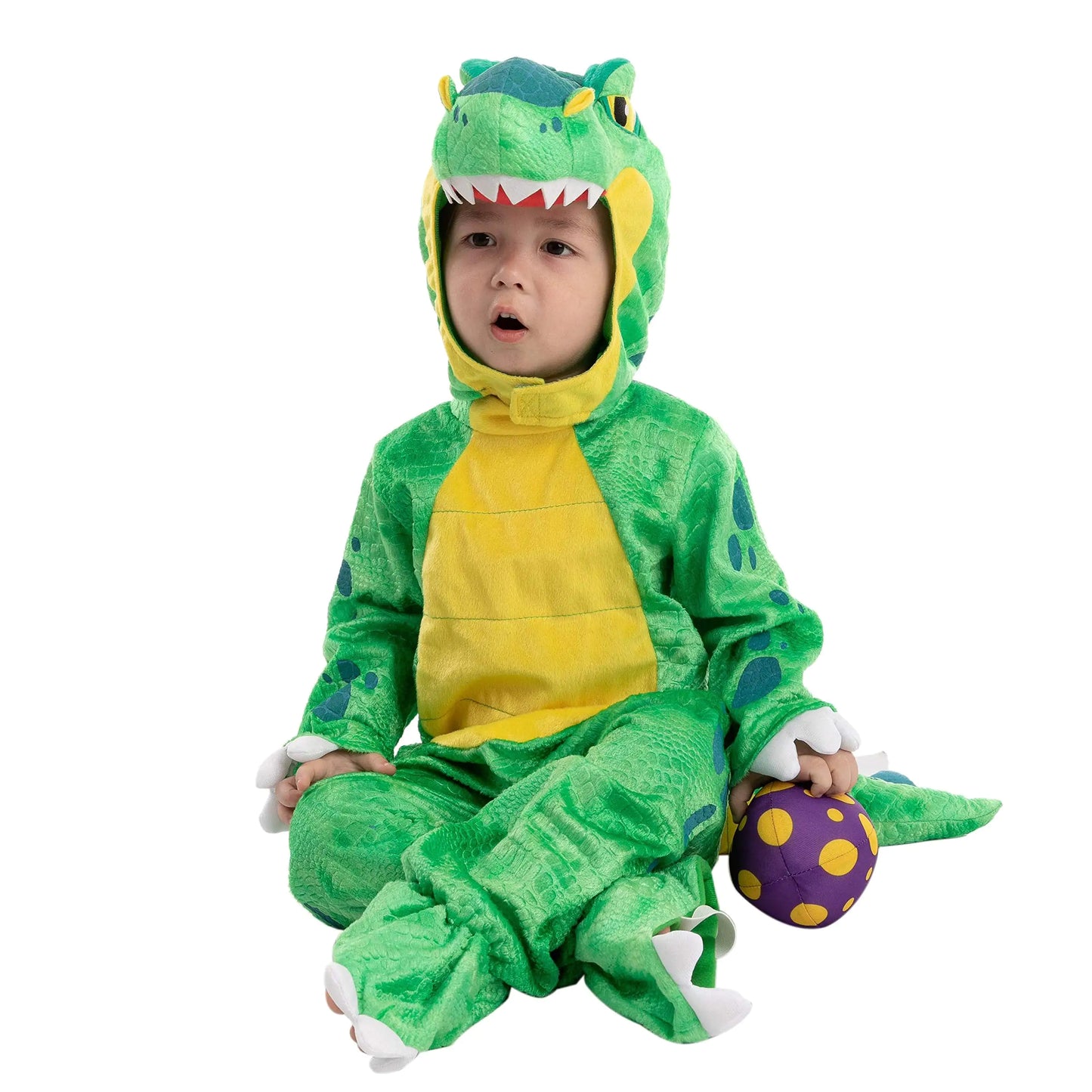 Spooktacular Creations T-Rex Costume, Dinosaur jumpsuit Jumpsuit for Toddler and Child Halloween Dress Up Party Green Small (5-7 YRS) - # BOAA31310002
