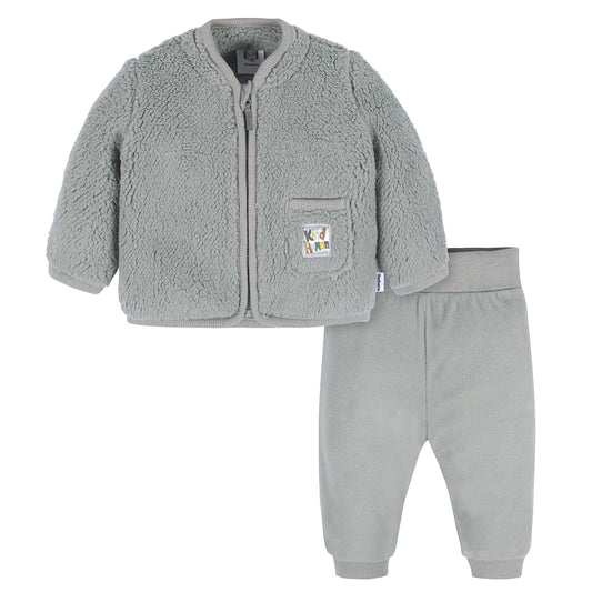Gerber Baby Boys Toddler Sherpa Jacket & Jogger Pant Set Kind Human Gray 6-9 Months - # BAAA51210033