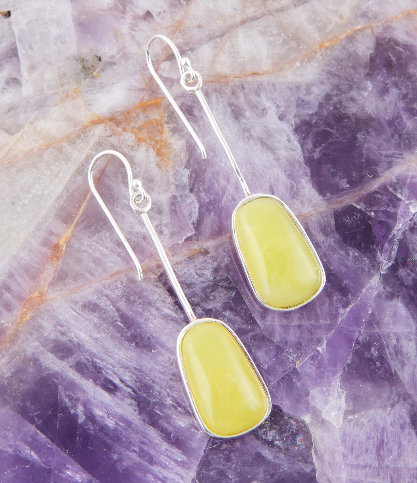 Madeleine Yellow Jade and Sterling Silver Earrings