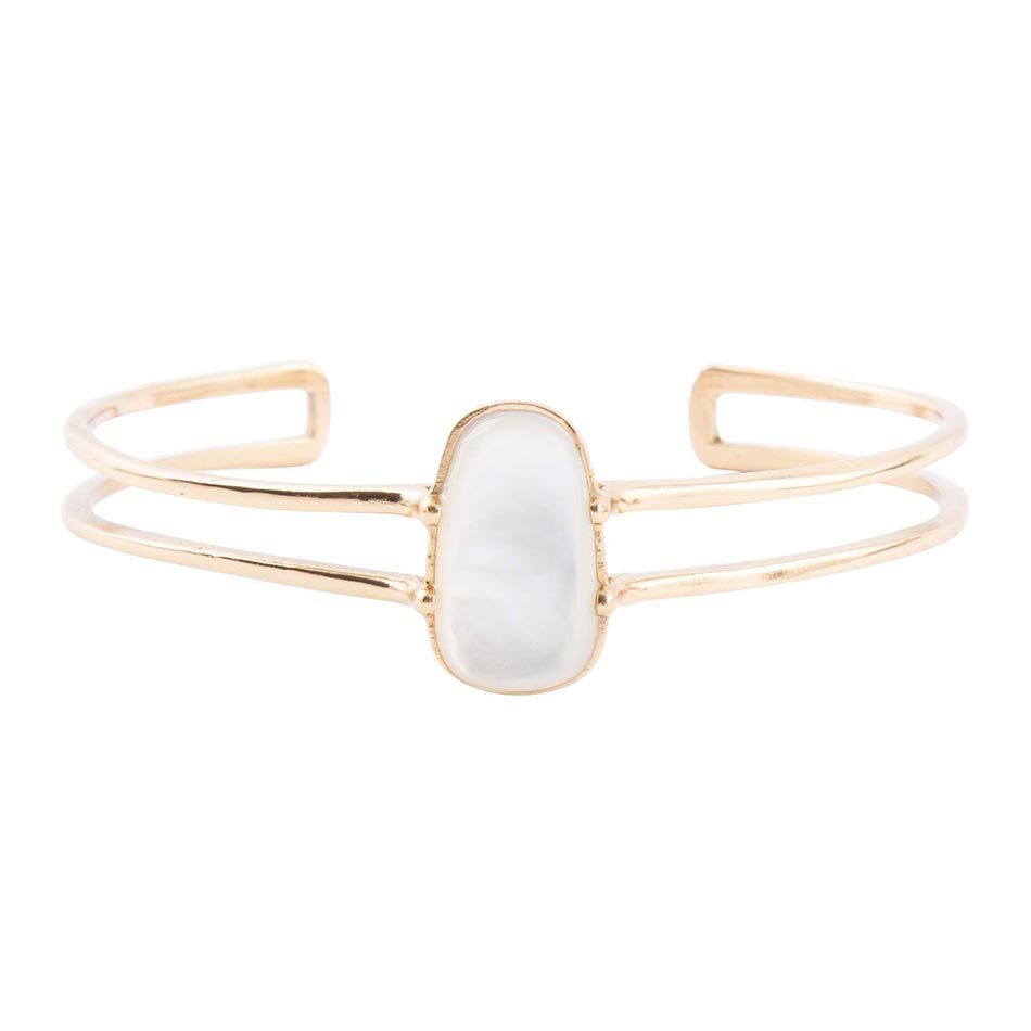 Madeline White Mother of Pearl and Golden Cuff Bracelet