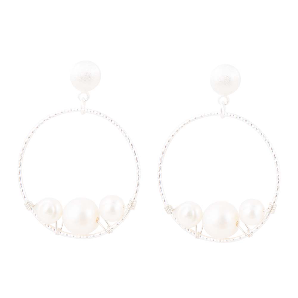 Madie Abstract Pearl and Sterling Silver Earrings