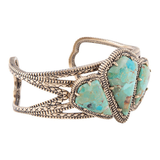 Maltese Blue Turquoise Golden Cuff Bracelet