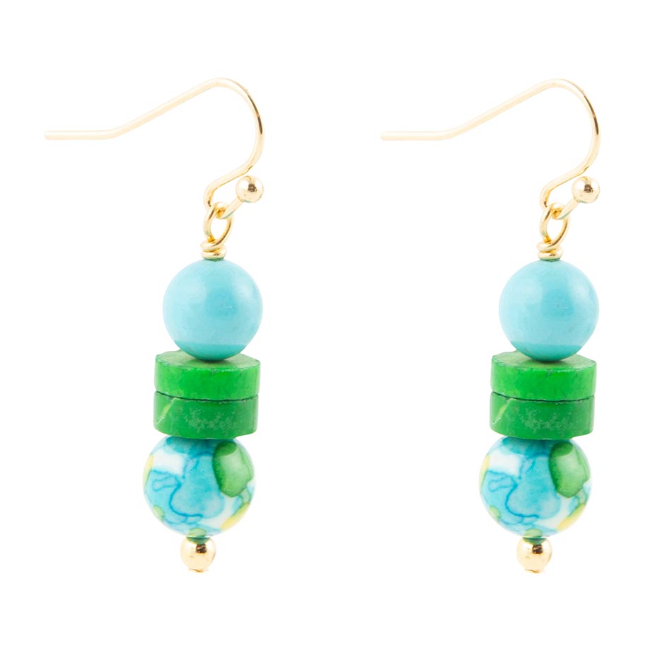 Margarita Mixed Blue and Green Golden Drop Earrings