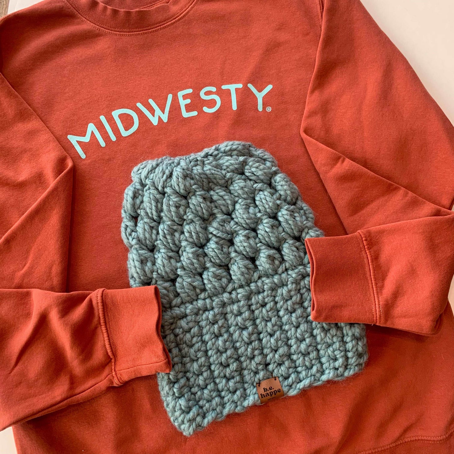 Crochet Slouch Hat | Succulent Blue Slouchy Beanie