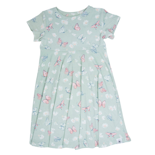 Mint Butterfly Daisy Bamboo Cap Sleeve Swirly Girl Dress