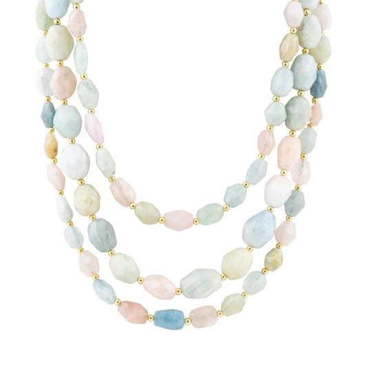 Mixed Morganite Pastel Statement Strand Necklace