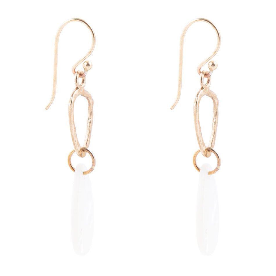 Mother of Pearl and Bronze Drop Earrings