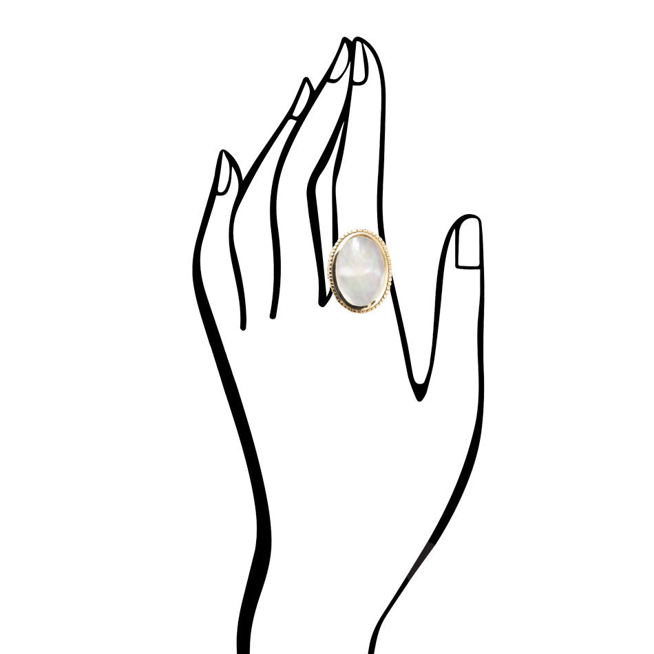 Mother of Pearl and Bronze Oval Ring