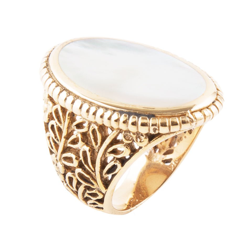Mother of Pearl and Bronze Oval Ring