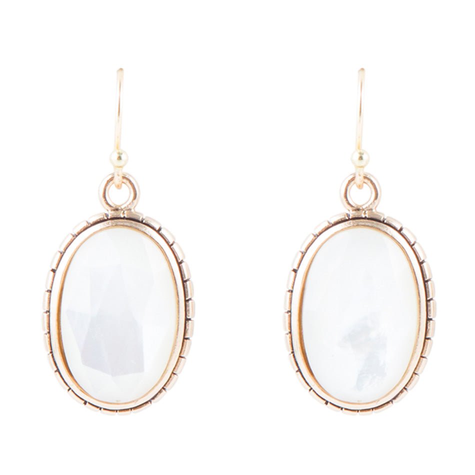 Mother of Pearl Faceted Oval Earring