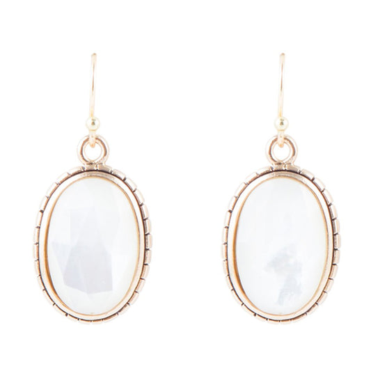 Mother of Pearl Faceted Oval Earring