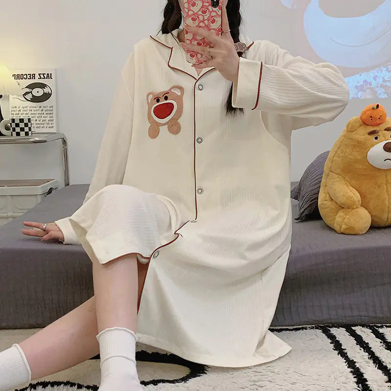 Cotton Maternity Nightgown for Nursing Mothers - # BAGE211510127-NURSG