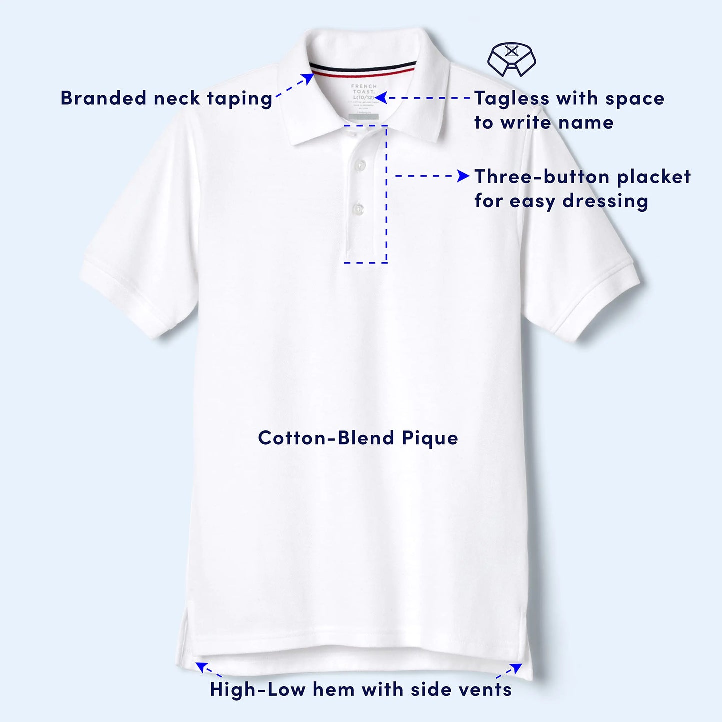 French Toast Boys' Short Sleeve Pique Polo Uniform Shirt (Standard & Husky) 3T Light Blue - # BOAA11510003