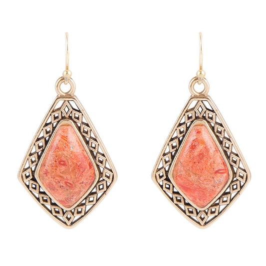 Native Vibe Orange Sponge Coral Arrow Earrings