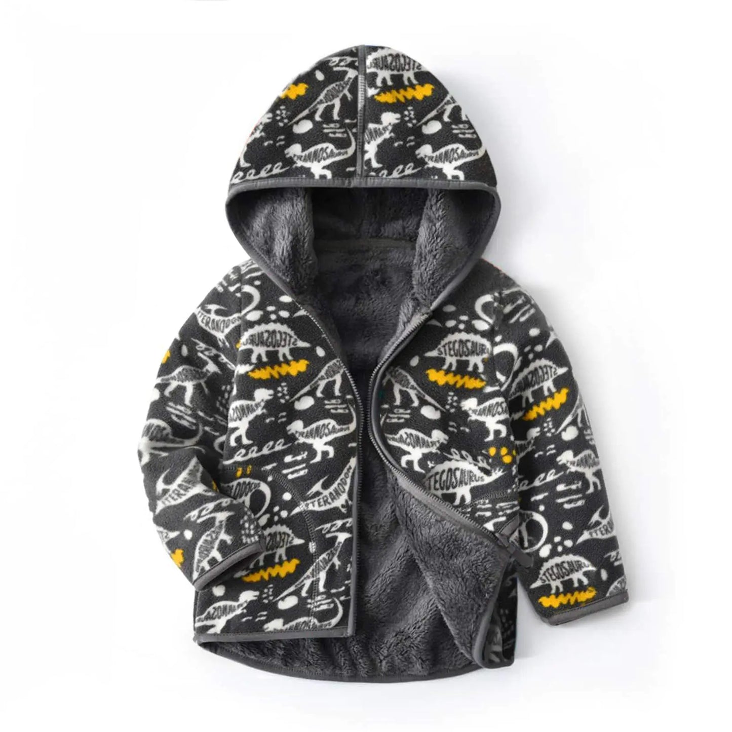 Feidoog Toddler Fleece Jacket Baby Boys Girls Hooded Waterproof Zipper Long Sleeve Thick Warm Outerwear 2-3T Graffiti - # GIAA21210006