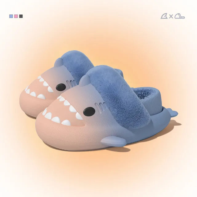 Winter Plush Shark Slippers Boys Men - # BOAA73410003