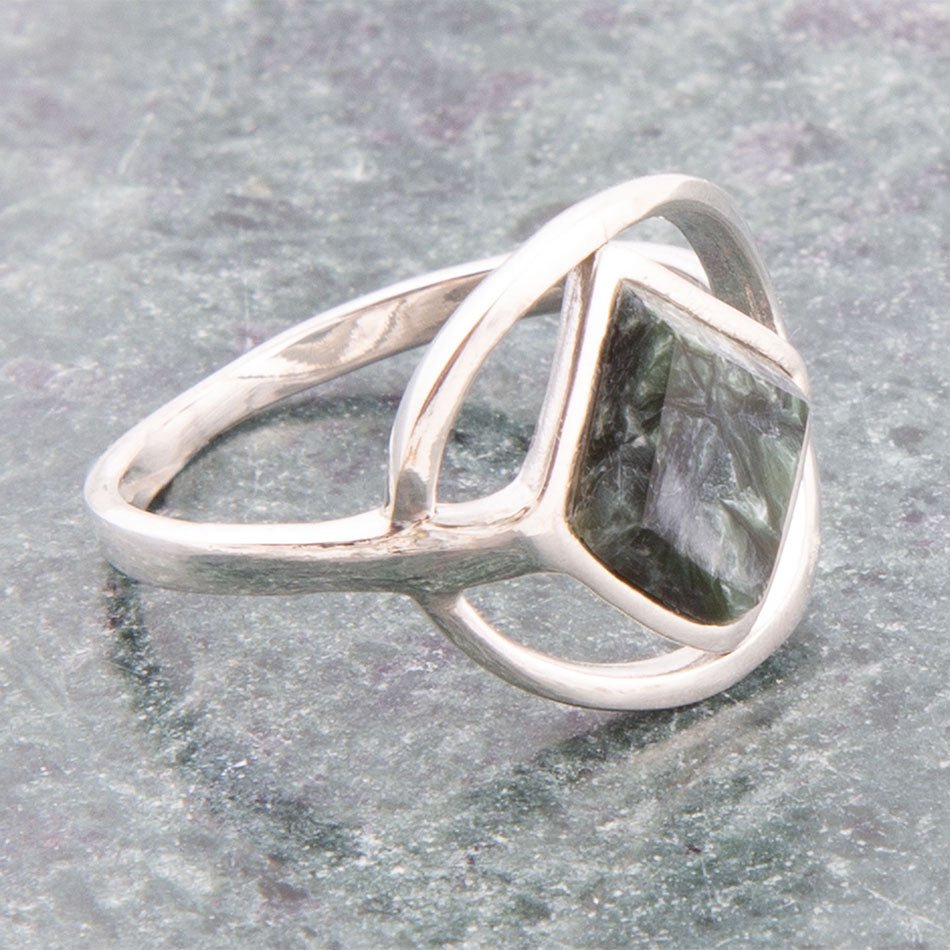 North Star Green Seraphinite and Sterling Silver Ring