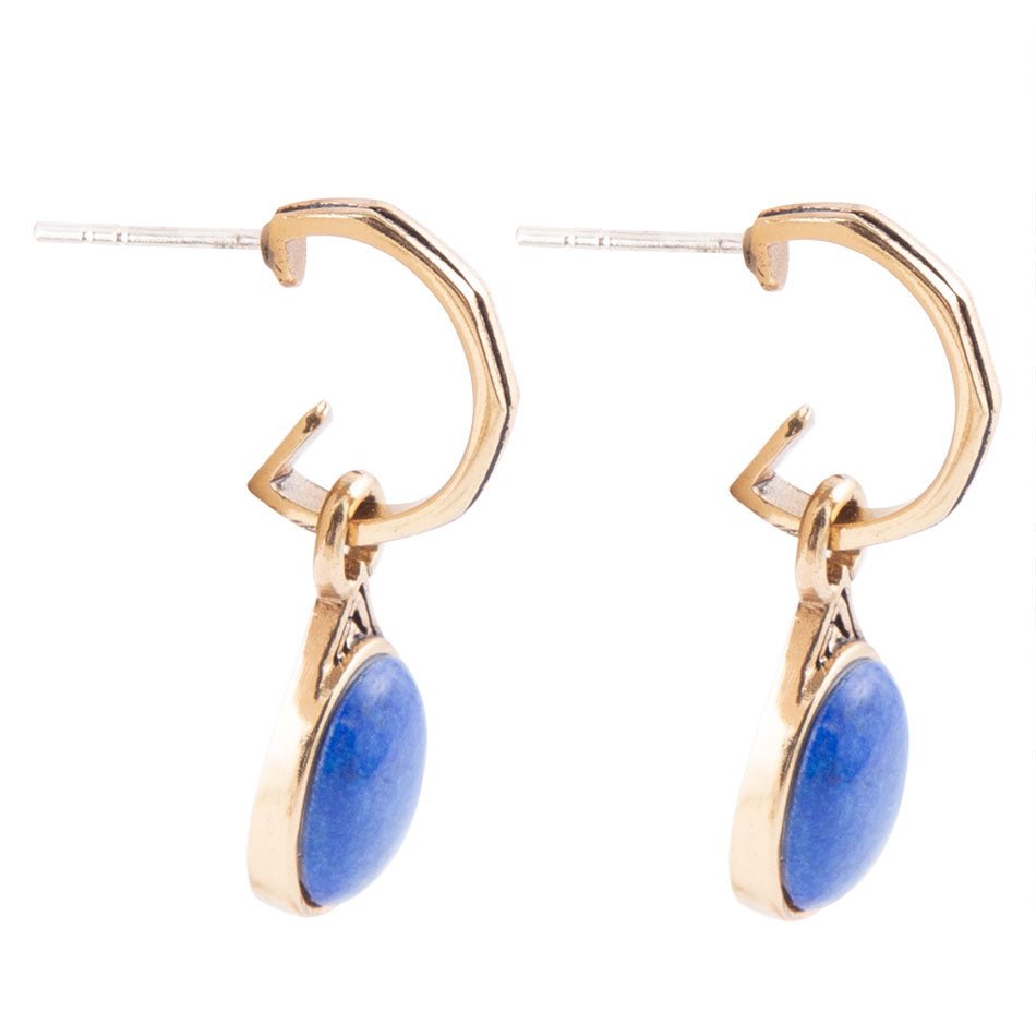 Nova Half-Hoop Blue Lapis and Golden Earrings