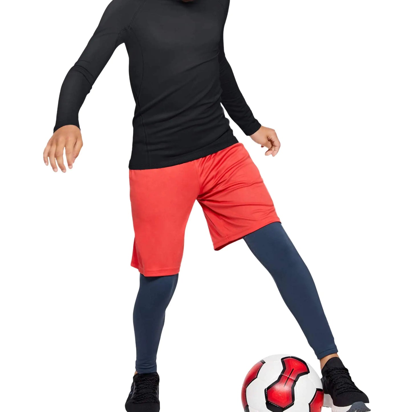 TELALEO 4, 3, 2, 5/1 Pack Boys' Girls' Compression Shirts Youth Long Sleeve Undershirt Sports Moisture Wicking Baselayer X-Large 3black - # BOAA13110001