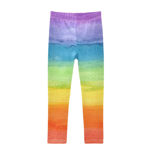 Aslsiy Girls Leggings Colorful Striped Rainbow Toddler Stretch Tights Pants Full Length Yoga Dance Pants-4T - # GIAA21410009