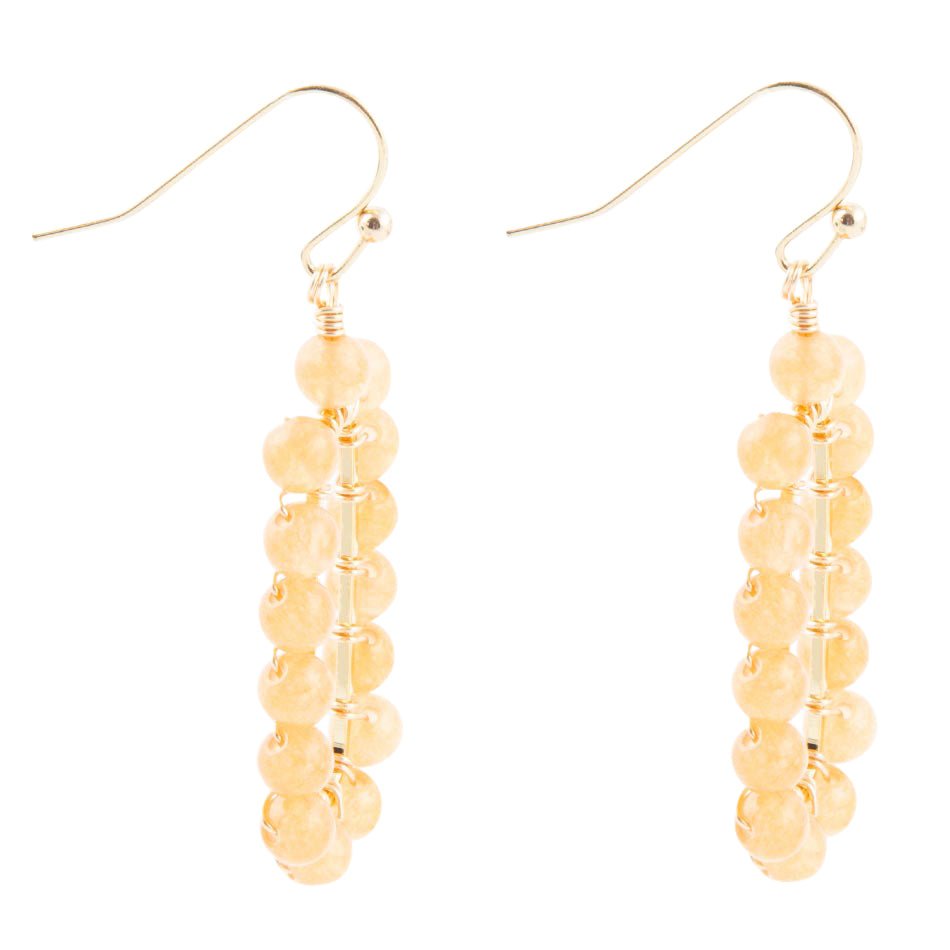 Orange Apricot Jade Endless Golden Loop Earrings