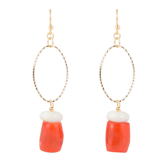 Orange Coral Cream Earrings