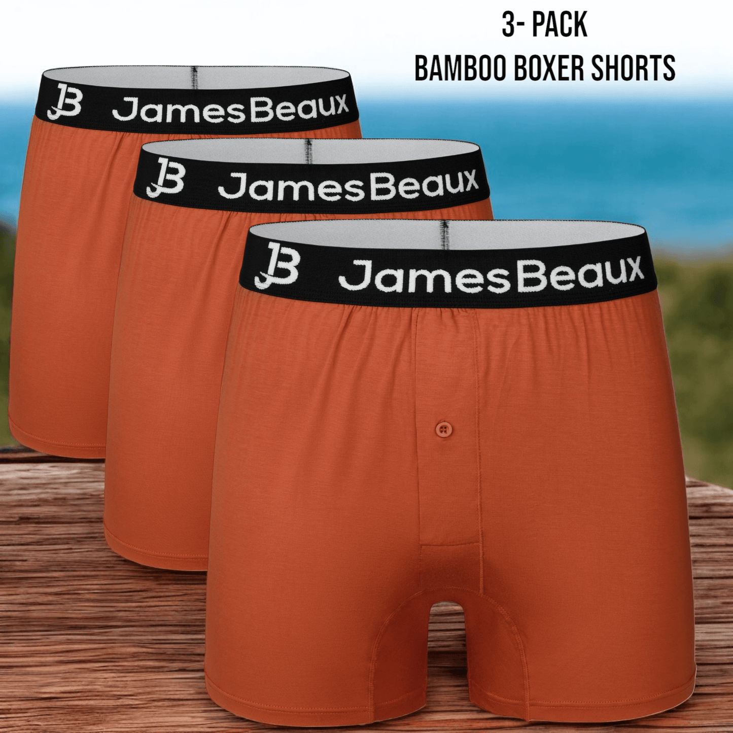 3-Pack Men's Orange 95% Bamboo Boxer Shorts