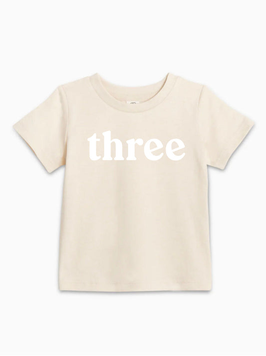 Three Birthday girl and boy Organic Cotton Baby And Kids Tee (serif)