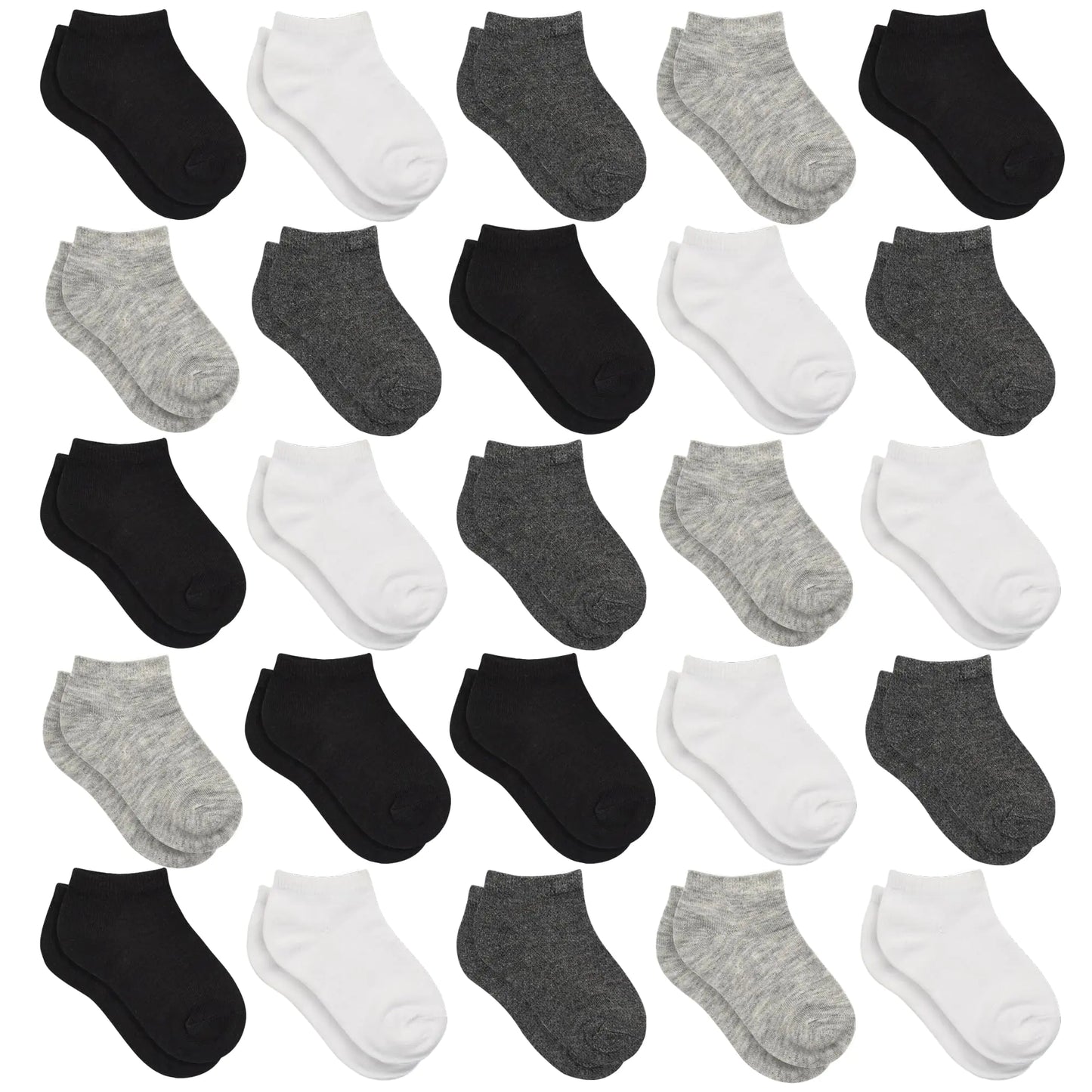 Kids Socks, 25 Pairs Toddler Socks Low Cut for Boys Girls(0-14 Years Old), 25 Pairs Children Ankle Socks Set 10-14 Years #1 Black+white+grey+darkgrey 25pk - # BOAA12810001