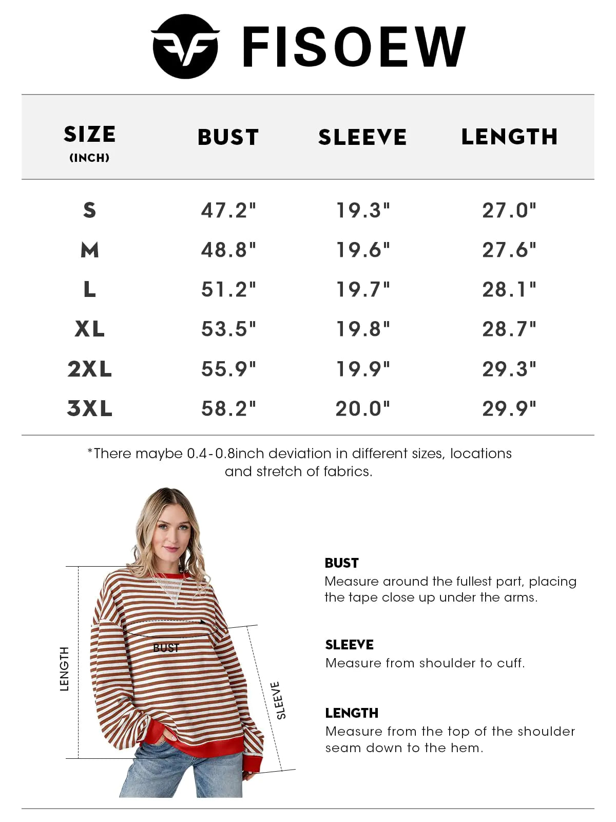 Fisoew Womens Striped Oversized Sweatshirt Color Block Crew Neck Long Sleeve Shirt Casual Loose Pullover Top Y2K Clothes Khaki XX-Large - # WOAA21510020-PRG