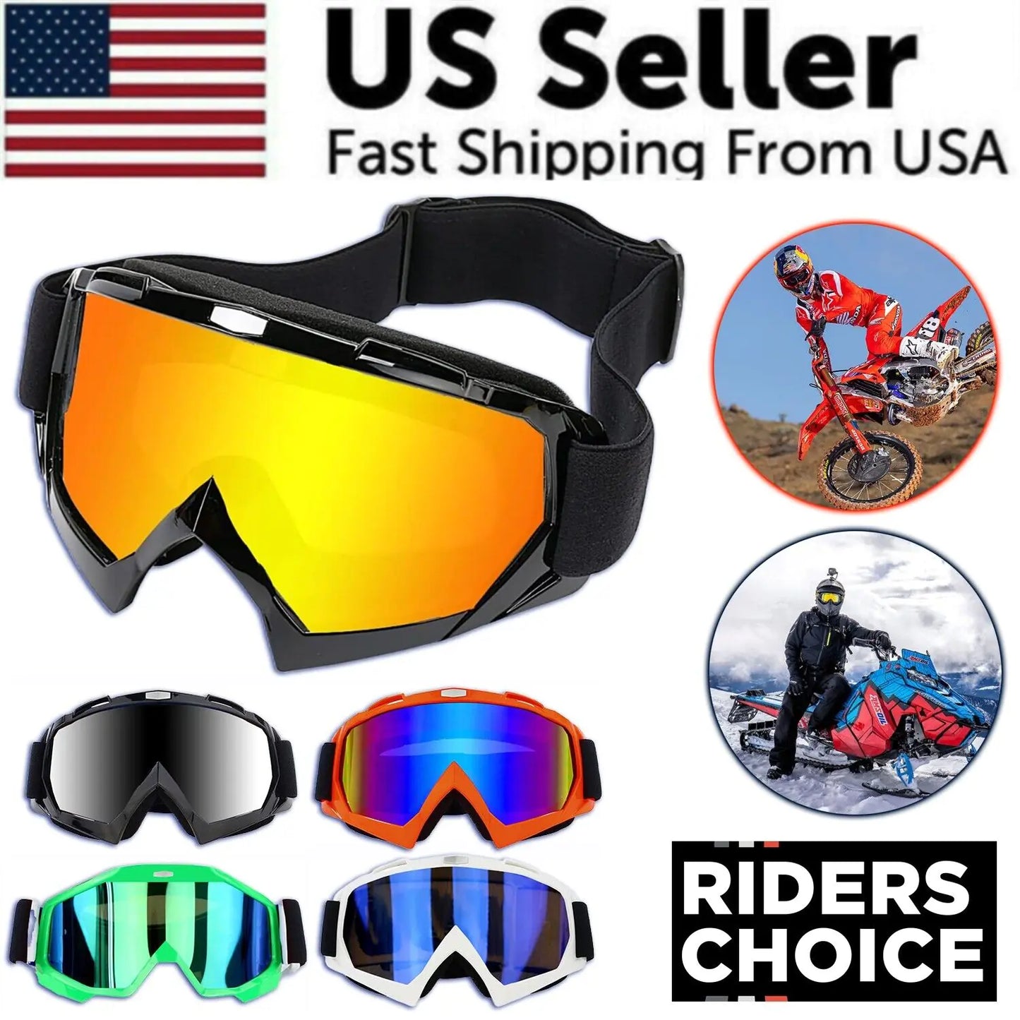 Motocross Goggles Racing Off-Road Dirt Bike ATV UTV BMX MX XC Motorcycle Eyewear - # BOAA231810001
